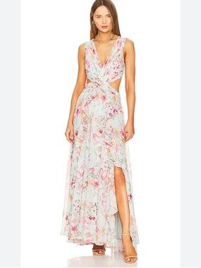 ASTR the Label Noya Dress in Aqua & Pink Floral size S